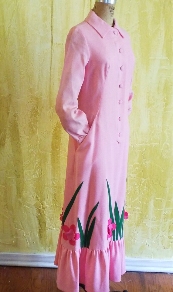 Vintage Pink Maxi Shirtdress Retro Novelty - image 5