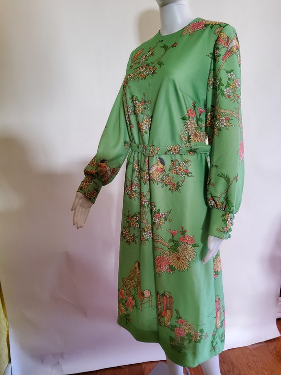 DISCOUNTED Vintage Mod Floral Green Dress - image 4
