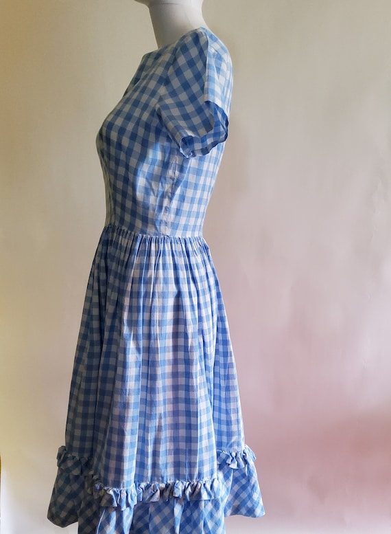 Vintage Blue White Gingham Cotton Dress