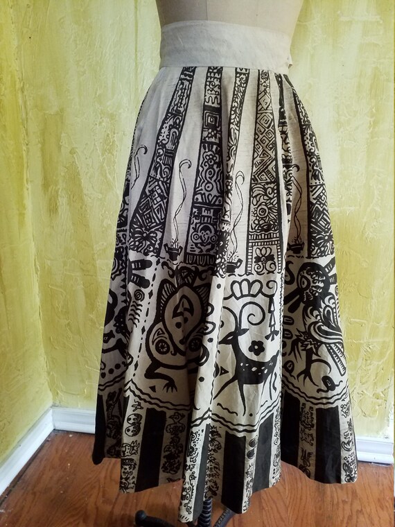 Vintage HandPainted Mexican Cotton Skirt