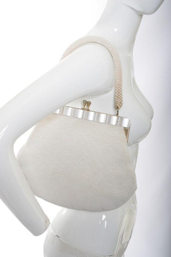 Vintage White Pearl Purse Handbag - image 5
