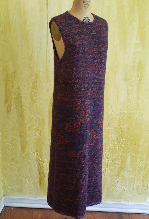 70s Sleeveless Retro Sweater Maxi Dress Jumper