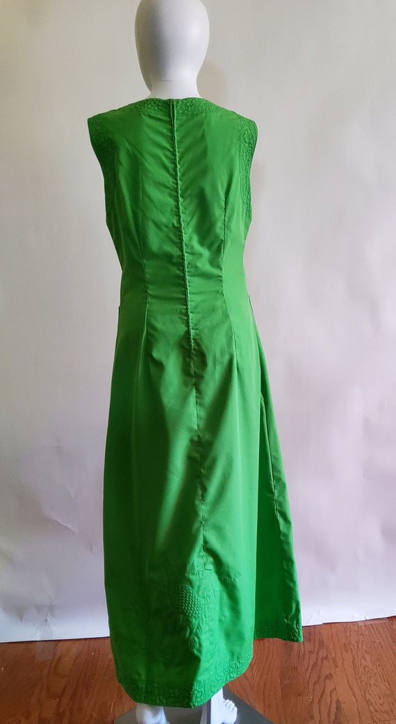 Vintage Green Floral Maxi Dress Quilted Floral - image 7