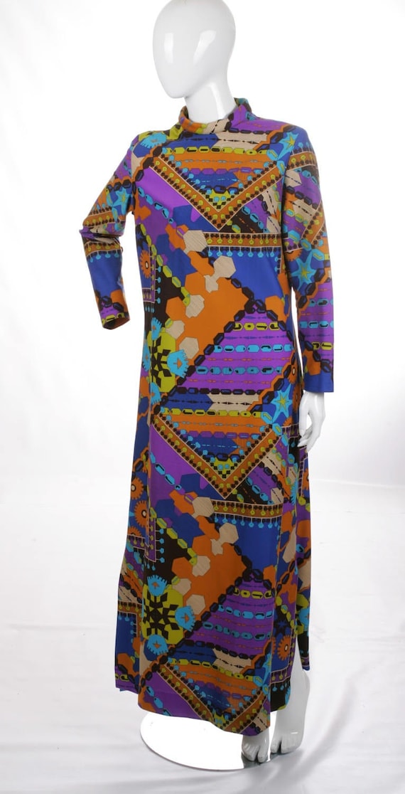 60s Mod Art Vintage Maxi Dress