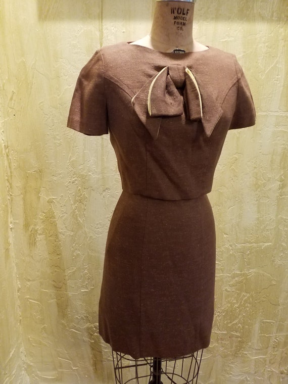 DISCOUNTED 1940s Retro Brown Dress Cropped Jacket - image 2