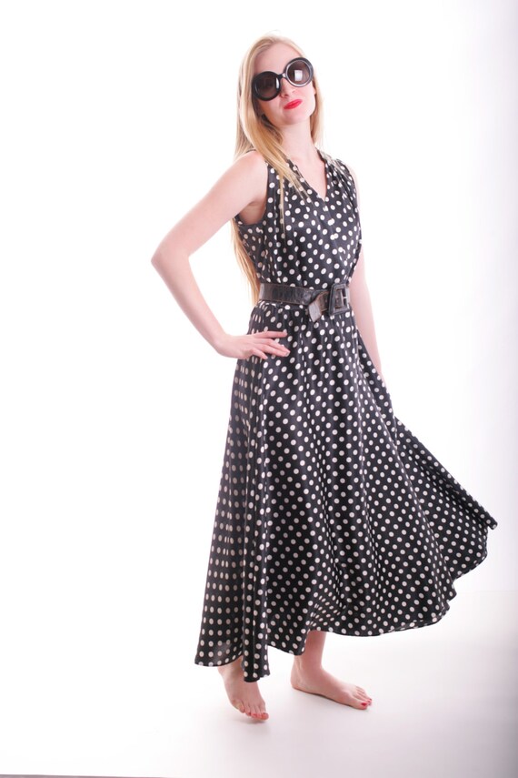 Clearance Sale Polka Dot Vintage Dress Black White - image 1