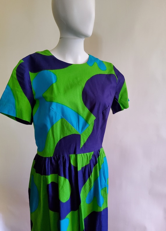 Vintage Finnish Hand Painted Cotton Maxi Dress