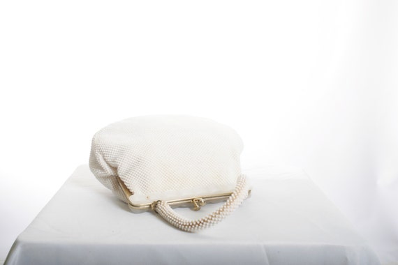 Vintage White Pearl Purse Handbag - image 4