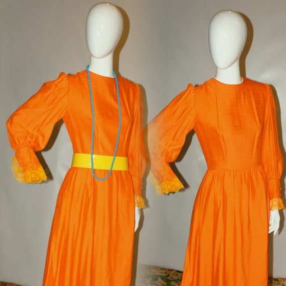 Vintage Prarie Orange Maxi Dress - image 1