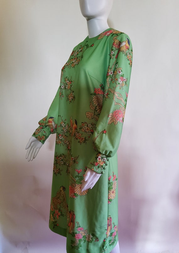 DISCOUNTED Vintage Mod Floral Green Dress - image 7