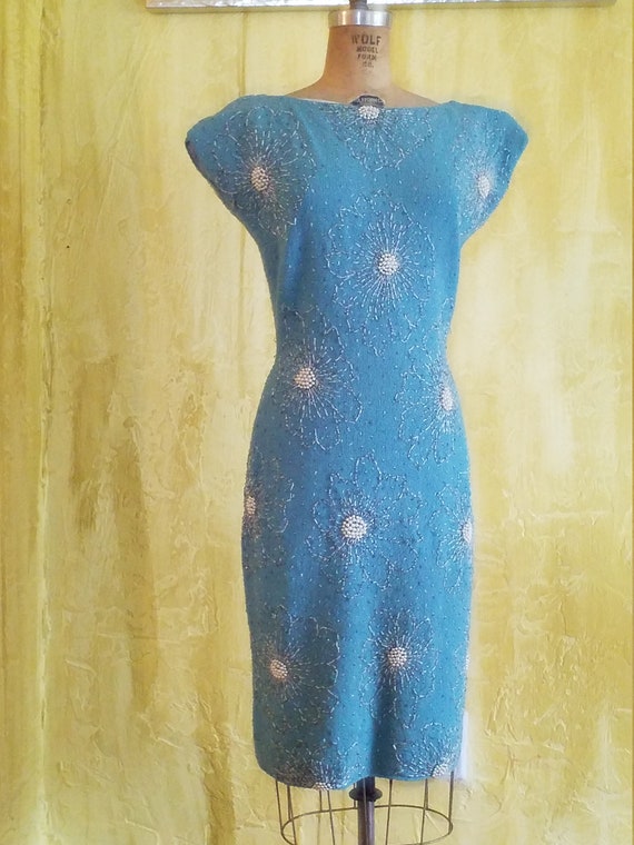 Retro Beaded Sweater Dress