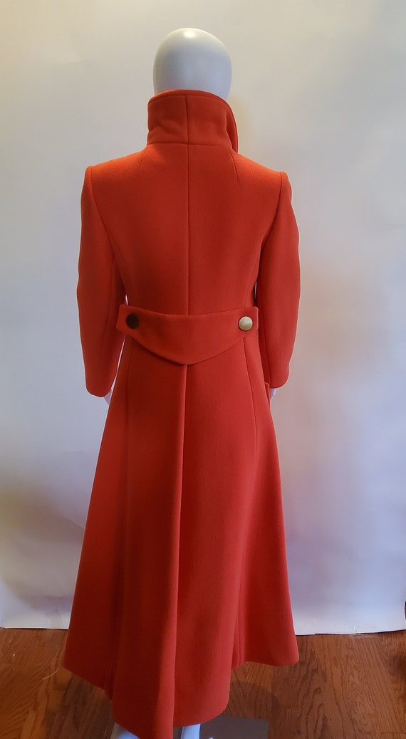 Vintage Wool Princess Maxi Full Length Coat Orange - image 7