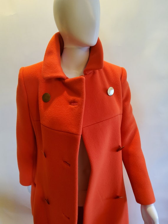 Vintage Wool Princess Maxi Full Length Coat Orange - image 3