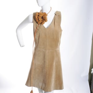 70s Boho Chic Suede Vintage Mini Dress