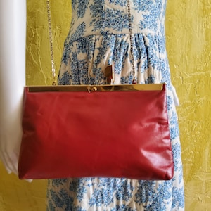 70s Red Leather Shoulder Bag