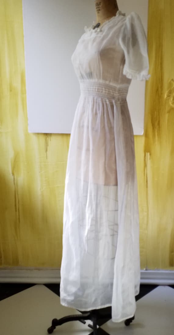 Vintage White Sheer Maxi Organdy Dress