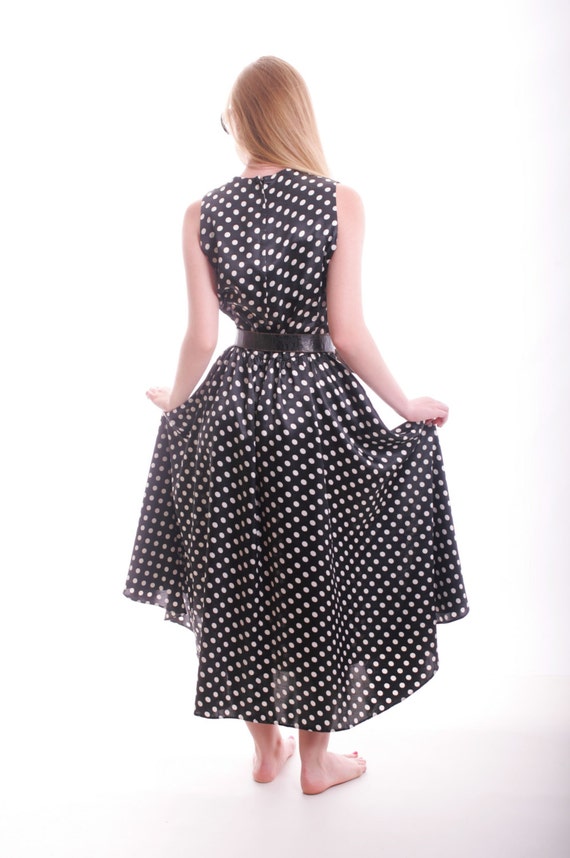 Clearance Sale Polka Dot Vintage Dress Black White - image 3