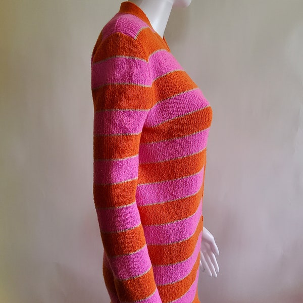 Vintage Wool Pink Orange Color Block Sweater