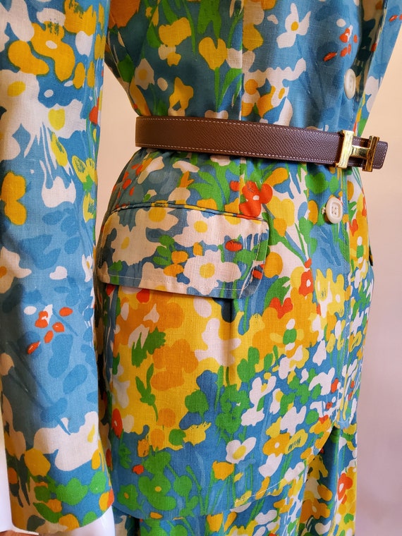 Vintage Floral Cotton Maxi Skirt Suit - image 5