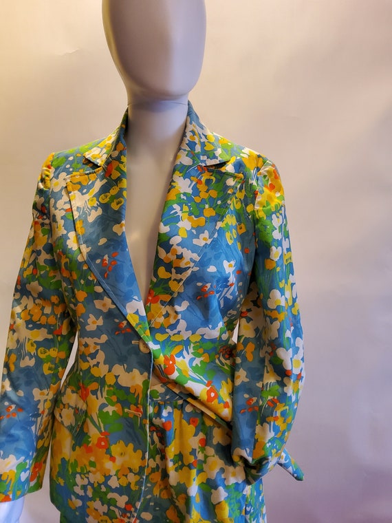 Vintage Floral Cotton Maxi Skirt Suit - image 1