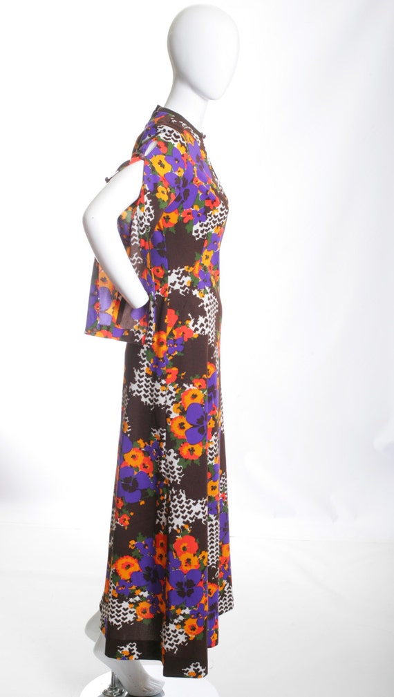 Retro Psychedelic Vintage 60s Floral Maxi Dress - image 2