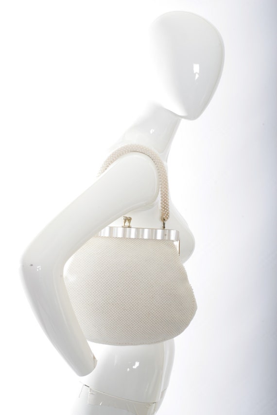 Vintage White Pearl Purse Handbag - image 2