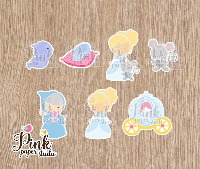 SET OF 12 PIECES Cinderella Cupcake Topper or Present Tags