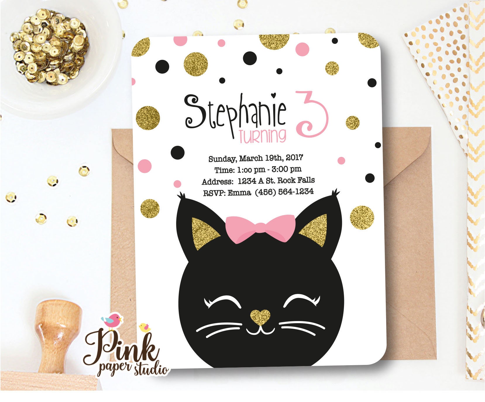 Cat Birthday Invitations
 Cat Birthday Invitation Cat Birthday Party Invitation Cat