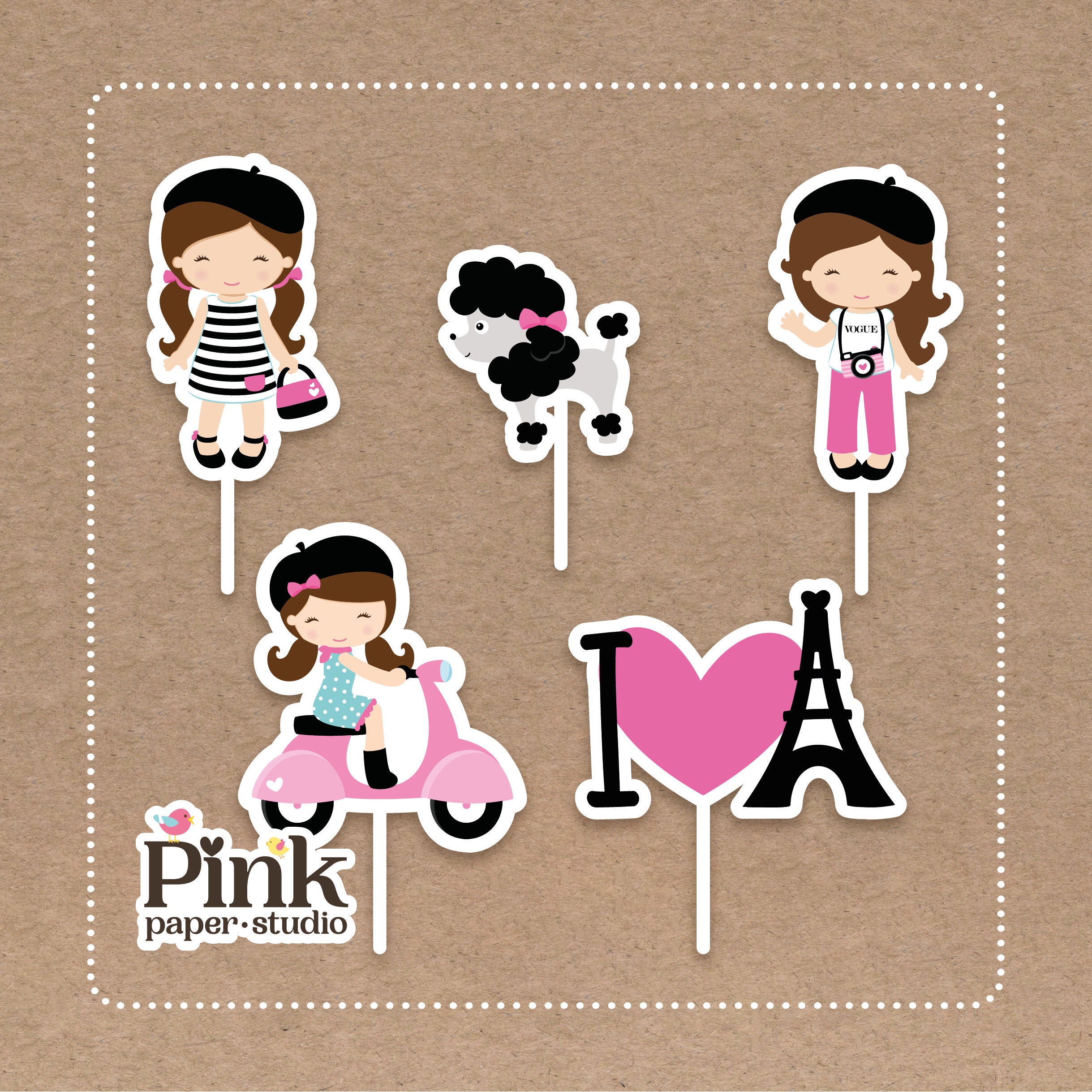 Paris Cupcake Toppers SET OF 12 PIECES Etsy España