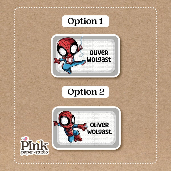 Spider Man Name Sticker Labels Etsy