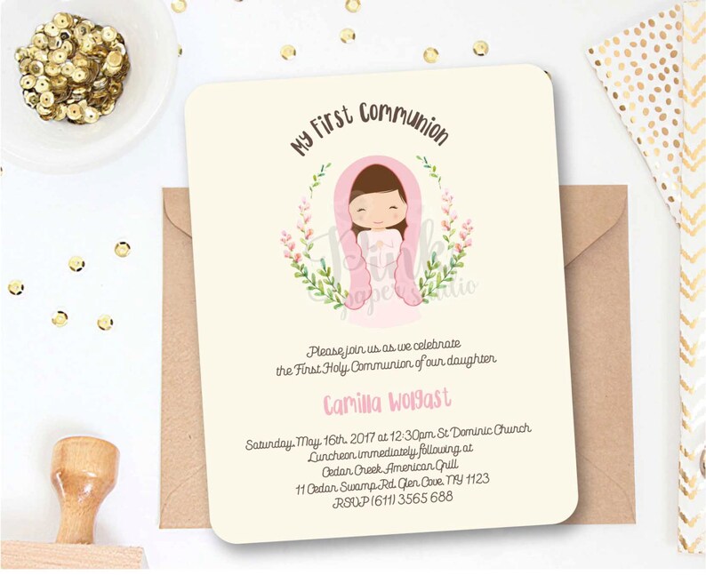 First Communion Invitations \u2022 Each Card Invitation comes with it/'s Cardstock Envelope \u2022 SET OF 10 Cards