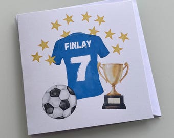 Personalized Football Birthday Card: Custom Name & Number