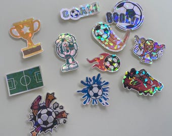 Football Holographic Stickers | Soccer Themed Sticker Pack | Kids Party Favours, Journals & Crafts