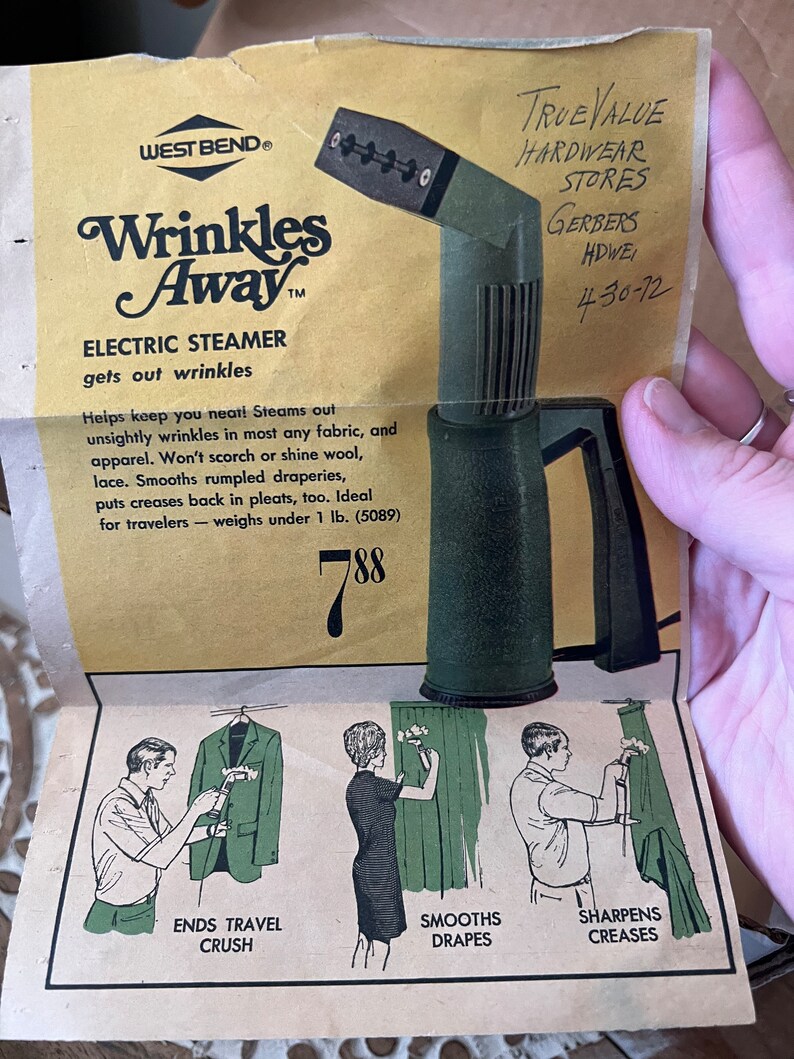Vintage Wrinkles Away Portable Electric Steamer by West Bend Etsy