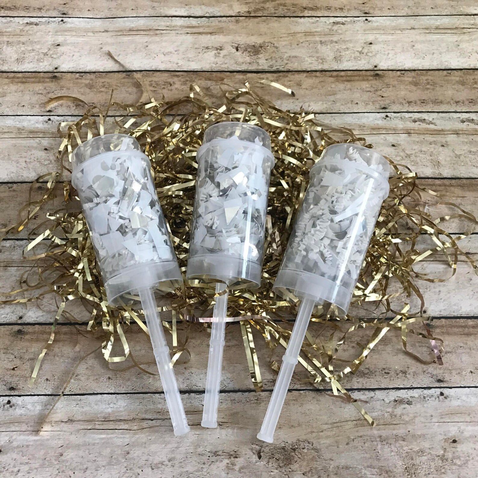 Single Confetti Popper Wedding Confetti White and Gold Etsy