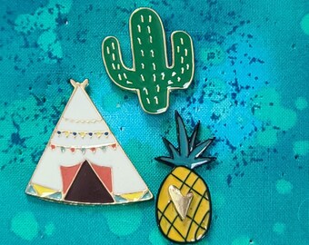 Pineapple, Cactus, or Tent Enamel Pin