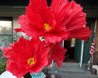 Large Tissue Paper Flowers Hanging Standing ~Giant Tissue Paper Poppies~Fully Opened Ready to Display