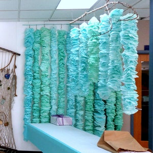 Hand Hand Dyed Coffee Filter Garland~Under the Sea Party Decorations~Mermaid Party Decorations~Kelp Garlands~Seaweed Garland~Kelp Decoration