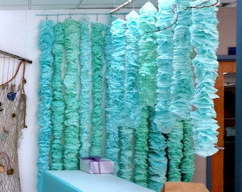 Hand Hand Dyed Coffee Filter Garland~Under the Sea Party Decorations~Mermaid Party Decorations~Kelp Garlands~Seaweed Garland~Kelp Decoration