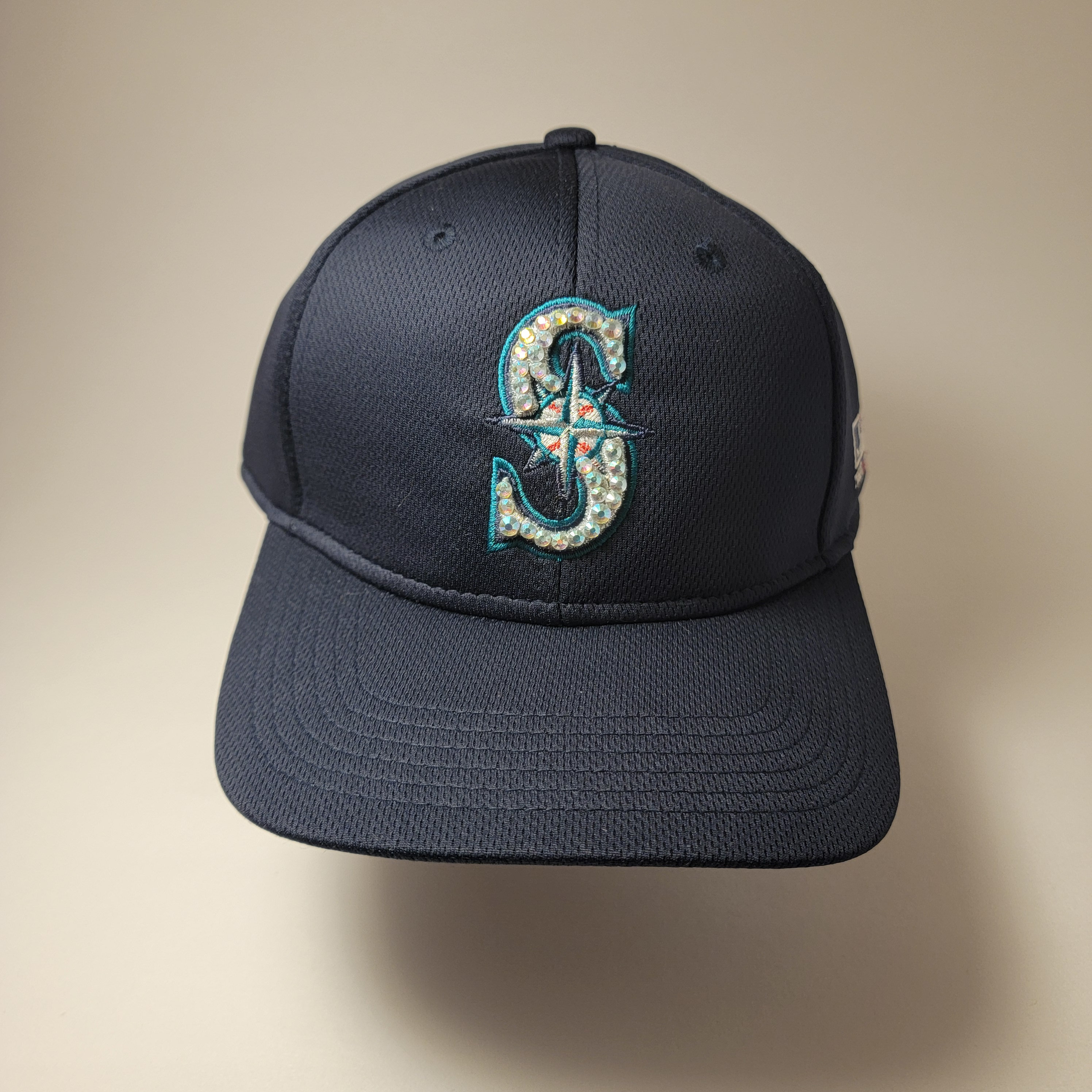 Mariners White Baseball Cap with Logo and Swarovski Rhinestone Trim. il_fullxfull.1124616532_7lsj.jpg main image 2