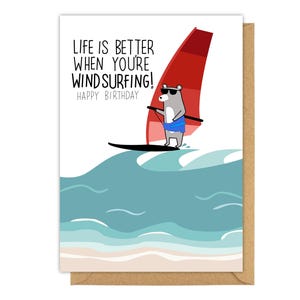 Tarjeta de cumpleaños para un fanático del windsurf