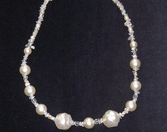 Green White Pearl & Quartz Silver Necklace With Solar Quartz - Etsy UK