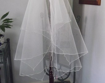 Two Tier Handkerchief Fluted Edge Tulle Bridal Veil