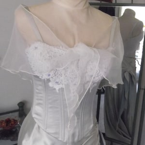 Sheer Organza Wrap with Pearl Beading