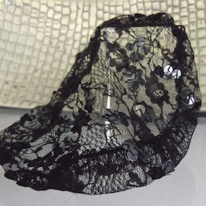 Black Sequin Lace Hair Bun Snood, Hairnet, 3 sizes available