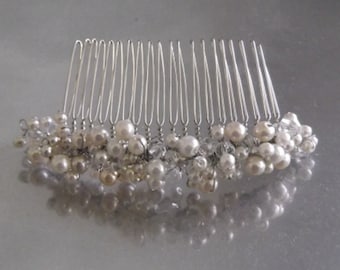Grzebień do włosów z pereł i kryształów