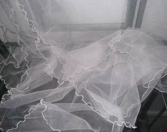 Fluted Tulle Bridal Wrap, Sash, Shawl, available in White, Ivory or Black