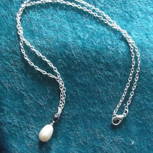 Sterling Silber Plättchen Süßwasserperlen Anhänger Halskette, 53 cm Fancy Kette