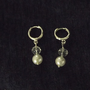 Pearl and Crystal Loop Earrings