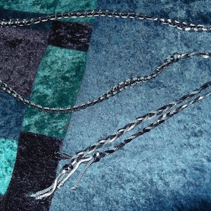 Blue Silky Cord Macrame Belt, Headband, Necklace, Bracelet
